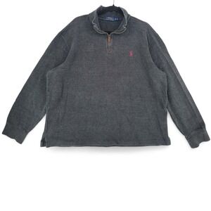Polo Ralph Lauren Men XL Pullover Cotton Gray 1/4 Zip Logo Sweatshirt